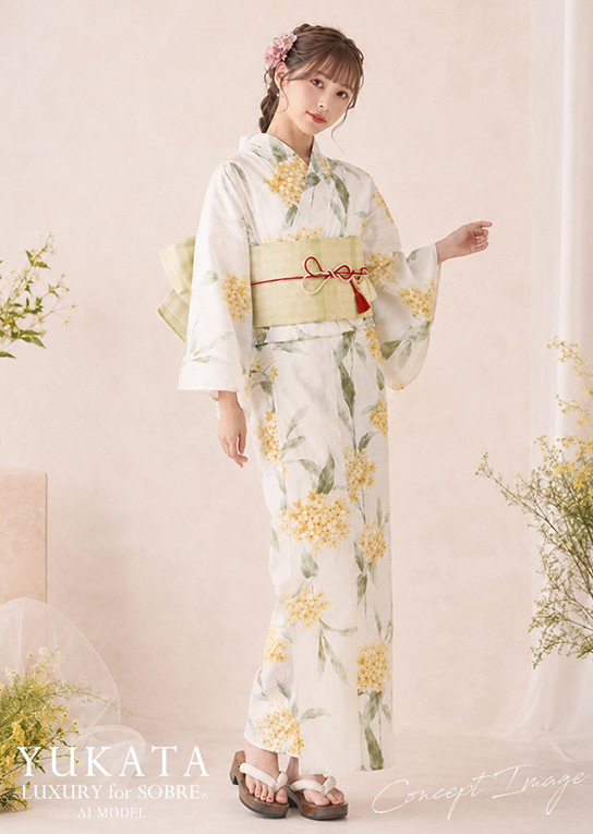 即納】ナチュラル紫陽花柄浴衣5点セット | キャバドレス・ミニドレス